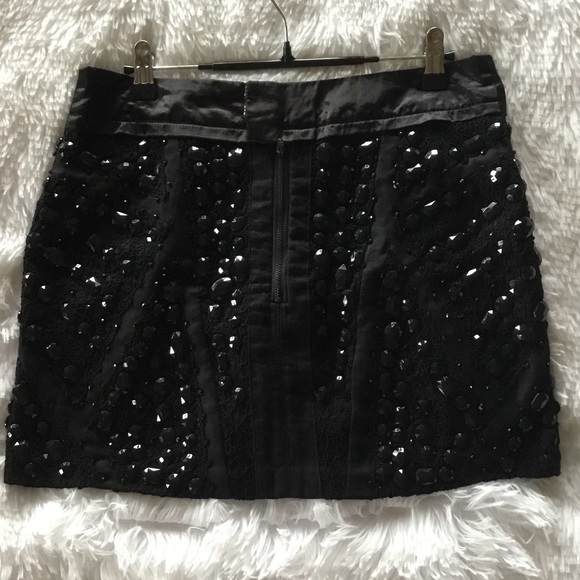 SALE!!! BLACK EMBELLISHED MINI SKIRT SIZE 2 - Picture 3 of 8